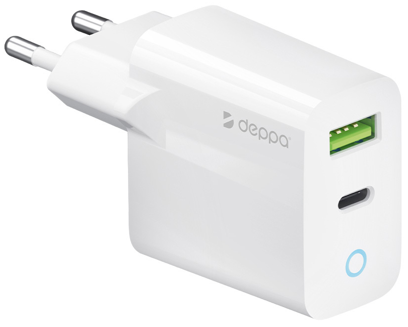 Зарядное устройство Deppa 33W (USB-C + USB-A) белый